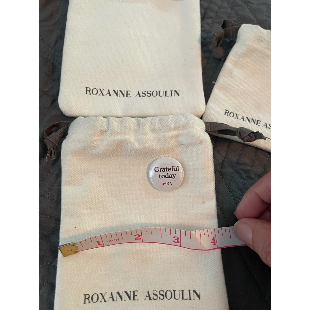 Roxanne Assoulin Jewelry Dust Bag Set Canvas Drawstring Pouches only with Pins - Picture 2 of 5